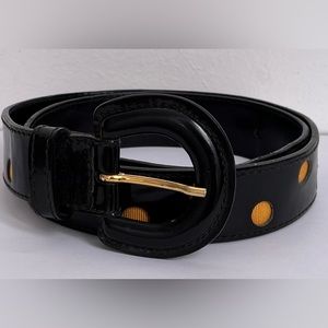 Sak's Fifth Avenue Vintage 80’s/90’s Black Gold Patent Leather Belt ITALY sz Sm